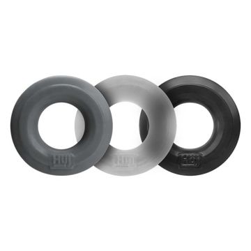 Hunkyjunk Cockring 3-Pack - Zwart / Grijs / Transparant