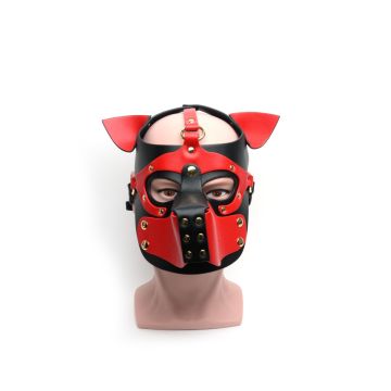 Masker Bondage Pup Hood Zwart/Rood
