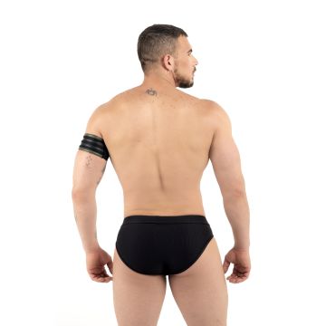 ROK Biker Two Stripes Biceps Band - Zwart/Groen