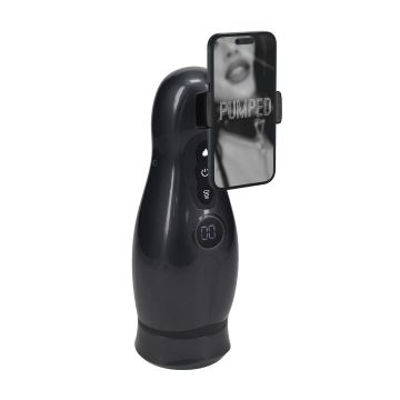 Virtuo Vibrerende Masturbator Pomp met Telefoonhouder - Gun Metal