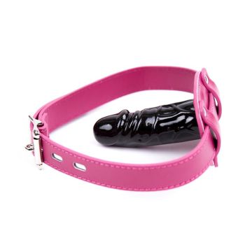 Verstelbare Dildo Ballgag Roze-Zwart