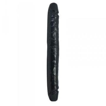 Dubbele Dildo met Geaderde Schacht - Zwart*