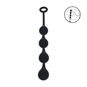 Siliconen Waterdrop Anal Balls Zwart M - 30 mm