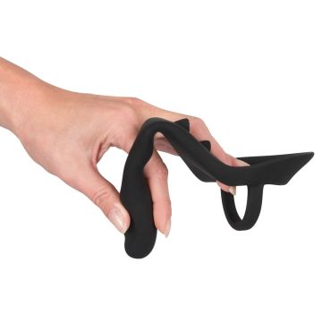 Siliconen Cockring met Anaalplug & Perineum Massager