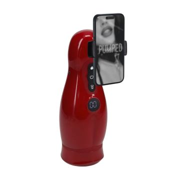 Pumped Vibrerende Masturbator Pomp met Telefoonhouder Virtuo - Rood