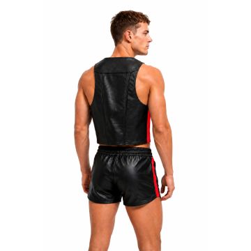 MisterMitch Leren Biker Vest - Zwart/Rood