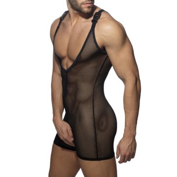 Addicted Mesh Wrestling Suit - Zwart