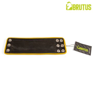 BRUTUS Leren Polsportemonnee met Rits - Zwart/Geel