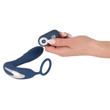 Vibrerende prostaat plug met cockring - Blauw