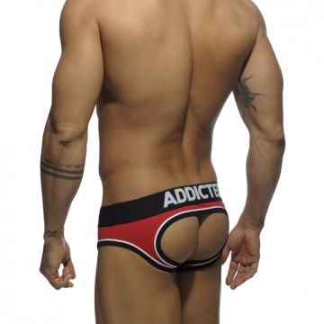 Addicted AD305 Double Piping Bottomless Brief Red