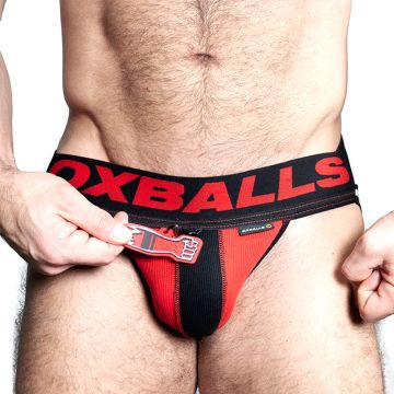 Oxjok Fisterjock Rubber Fist Jockstrap - Zwart/rood