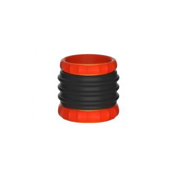 Kiotos 2 in 1 Silicone Cockring en Stretcher - Rood/Zwart
