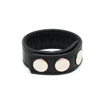 Rimba Leren Cockring met Drukknopen - Zwart*