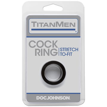 Titanmen Rekbare Cockring - Zwart