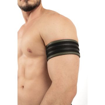 ROK Biker Two Stripes Biceps Band - Zwart/Groen