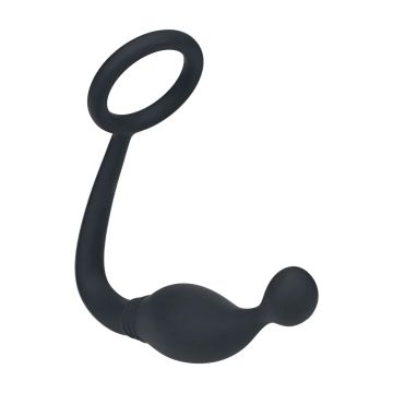 Silicone Cockring met Prostaatstimulator M - Zwart