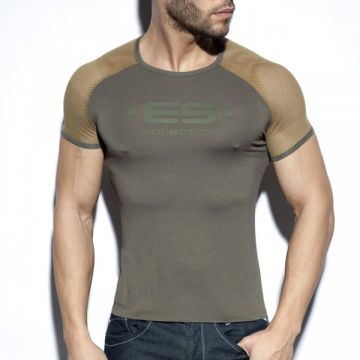 ES Collection Ranglan Mesh T-Shirt - Khaki