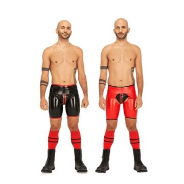 Mister B RUBBER Chaps Reversible - Zwart/Rood