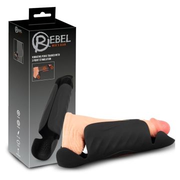 Rebel Masturbator Vibrerende Penis Trainer met 3 Punt Stimulator