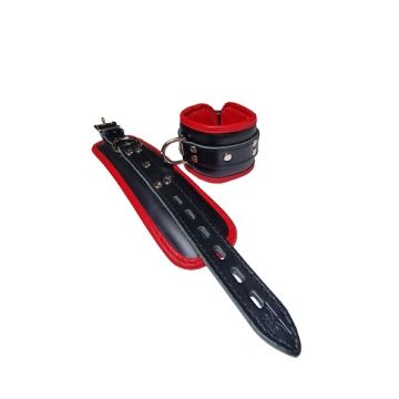 Mister B Essential lederen afsluitbare enkelboeien Zwart Rood