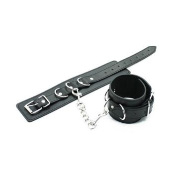 Kunstleren Polsboeien met 3 D-Ringen - Zwart*