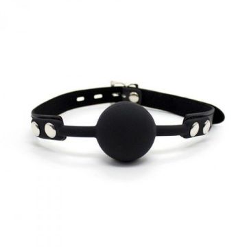 Zwarte Ballgag met Kunstleren Bandje*