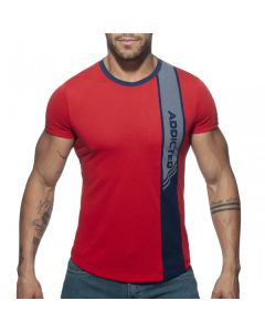 Addicted Vertical Stripe T-Shirt - Rood voorkant