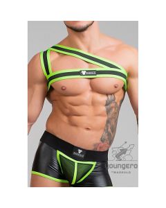 Maskulo Youngero Asymmetrical One Shoulder Harnas - Neon Groen voorkant