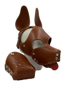 Mister B Leather Floppy Dog Hood Stitched - Brown