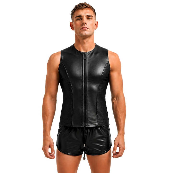 MisterMitch Leren Vest - Zwart